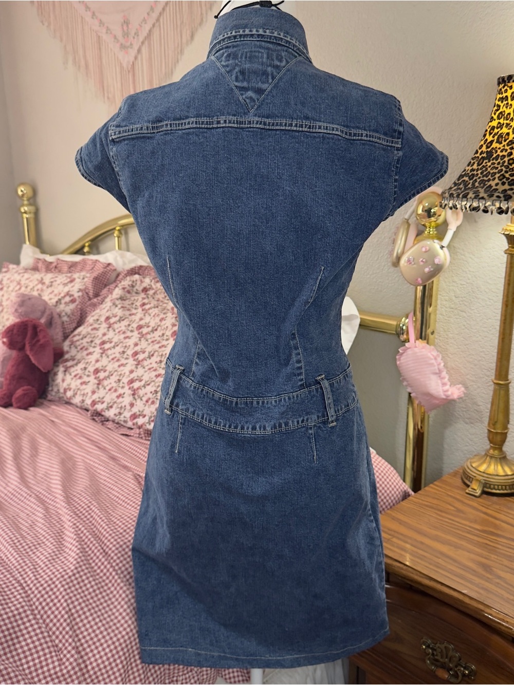 Y2K Tommy Hilfiger Classic Dark Blue Denim Shirt-Dress for Women - Picture 9 of 9